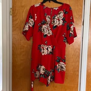 Floral red romper